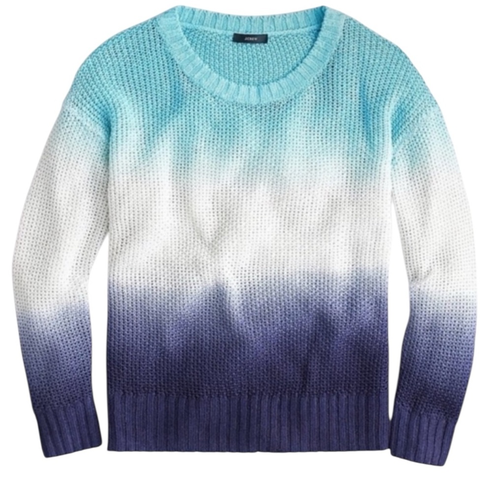 J. Crew Dip Dyed Beach Sweater Linen Crewneck Open Knit Relaxed Fit size Large